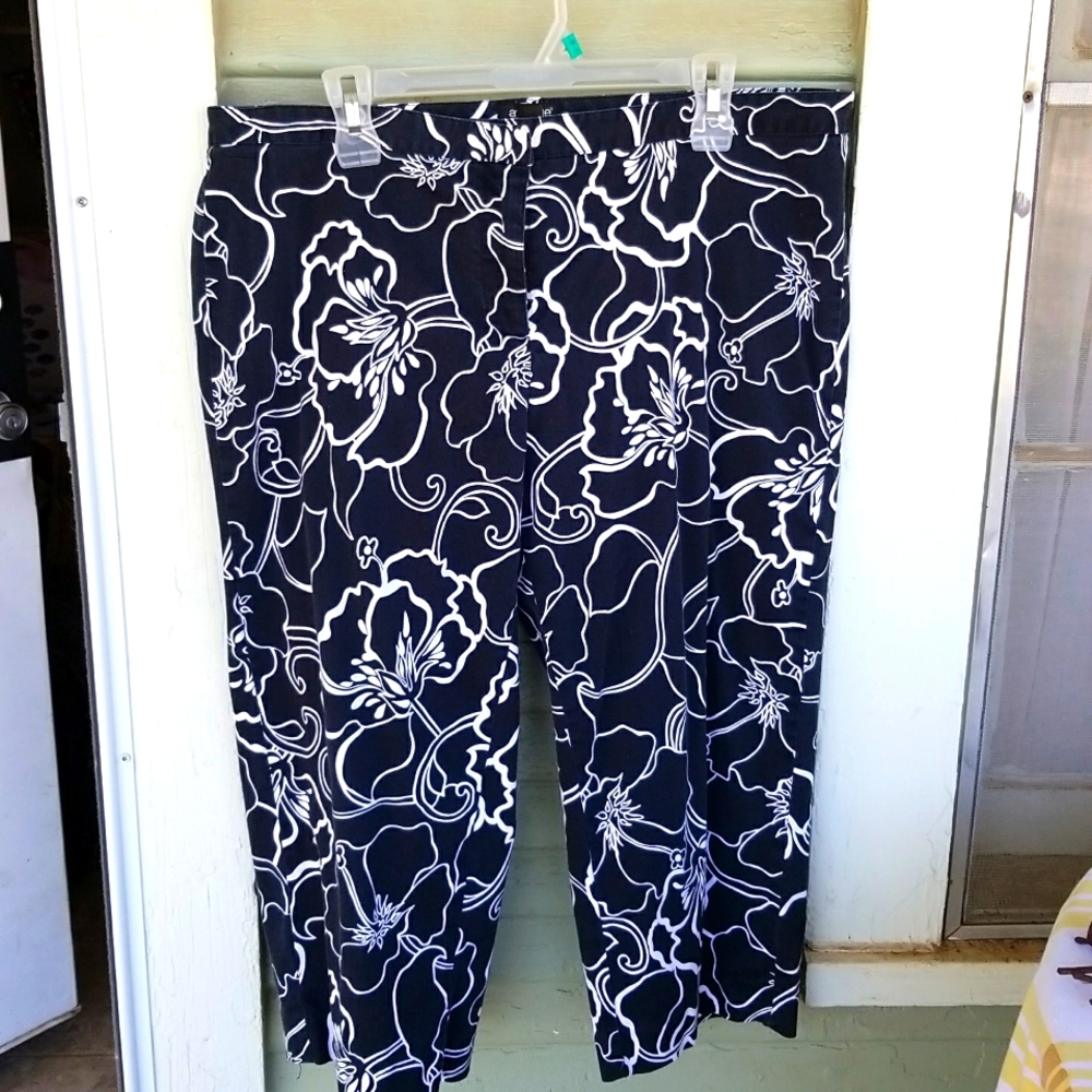 Women's Black and White Capris, size 16.